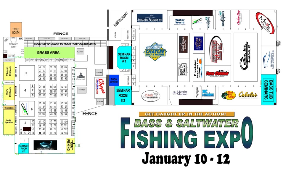 Show Floor Diagram Bass and Saltwater Fishing Expo